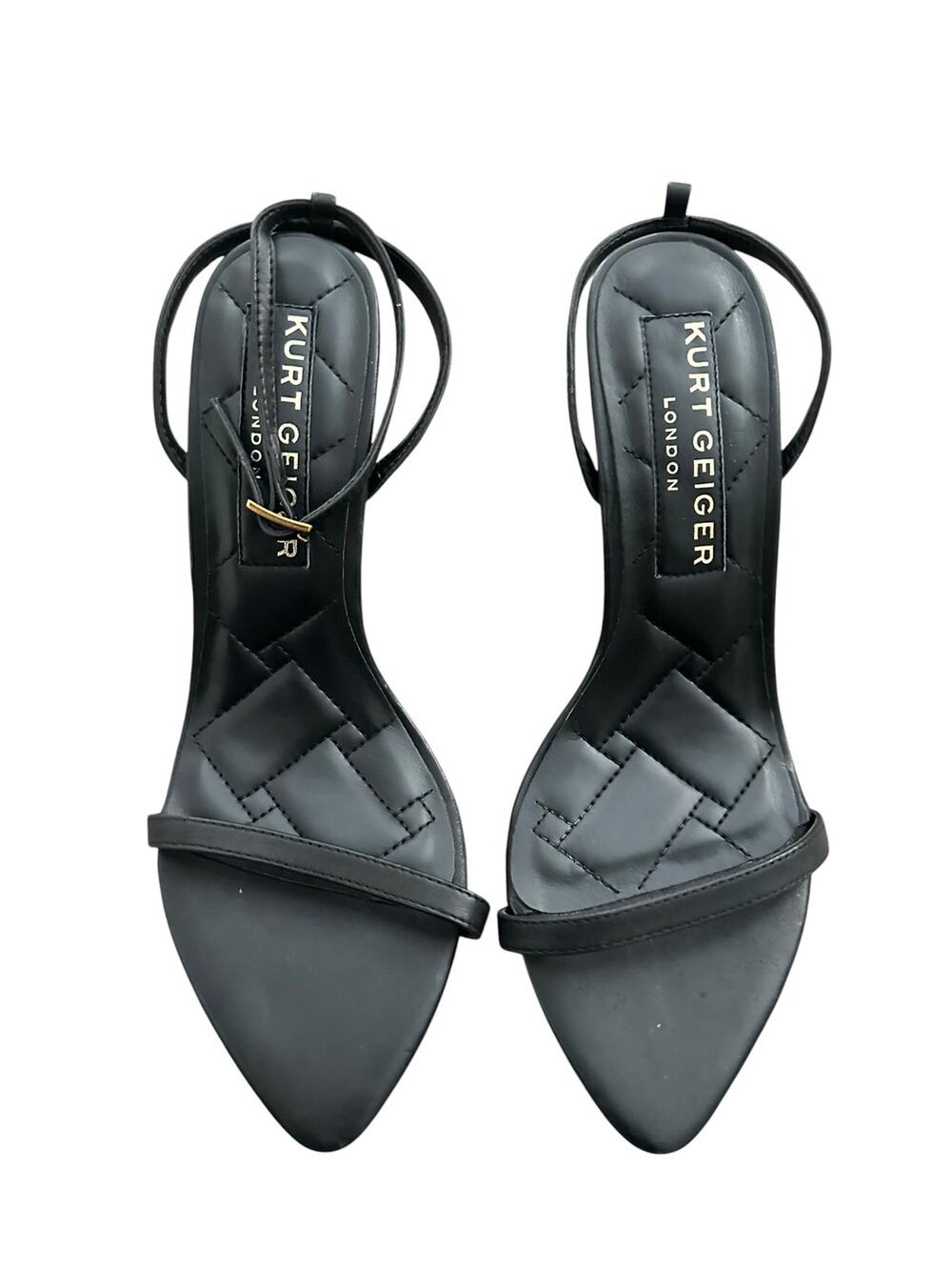 Kurt Geiger London Black Quilted Brixton Stiletto Sandals Size 38.5 8.5